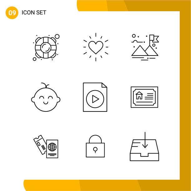 9图标设置线条样式图标包轮廓符号图片下载