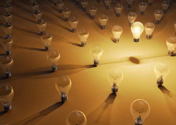 灯泡发光的3D插图概念。三维渲染图片下载