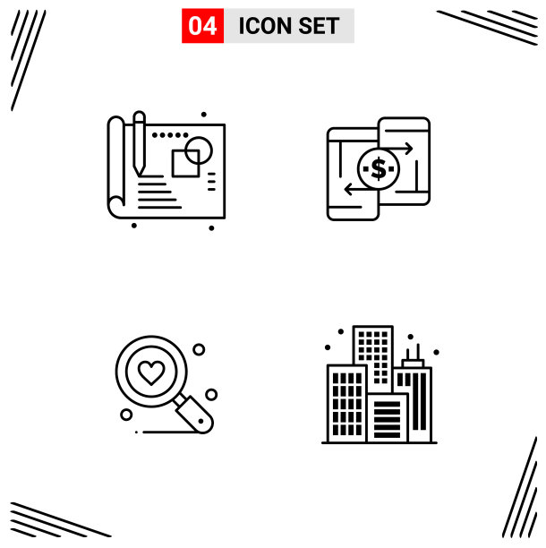 4图标线条样式基于网格的创意轮廓图片下载