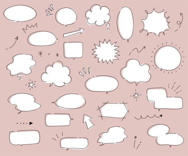 手写风格的讲话气泡插图集。图片下载