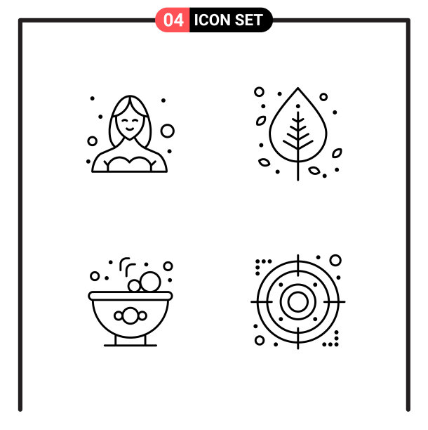 为网页和移动设置4个线条样式图标图片下载