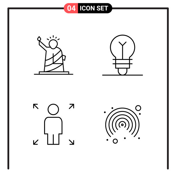 为网页和移动设置4个线条样式图标图片下载