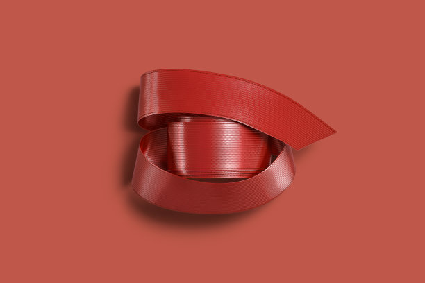 空白红卷绸带仿造，红色背景图片下载