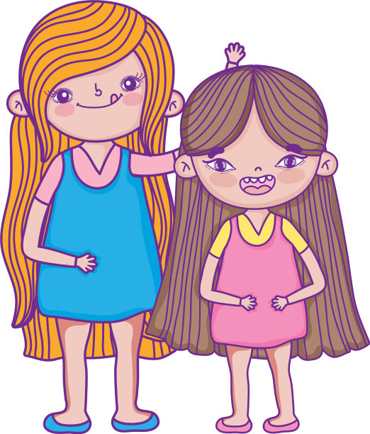 两个小女孩一起儿童节快乐图片下载