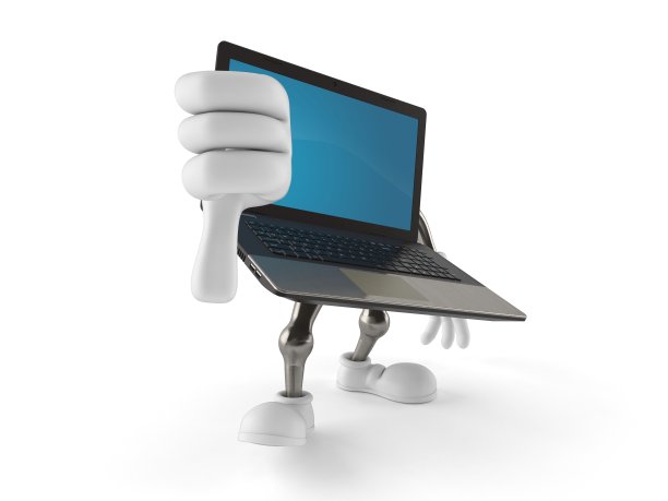 拇指向下的笔记本电脑角色图片下载