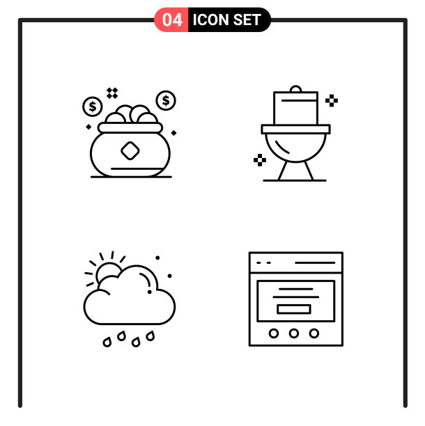 为网页和移动设置4个线条样式图标图片下载