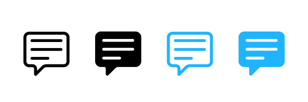 信息矢量图标设置，文字通信聊天孤立的插图图片下载