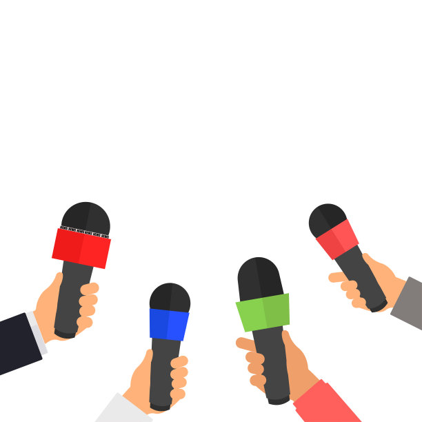 手持麦克风矢量，进行演讲采访，突发新闻记者媒体电视新闻概念说明图片下载