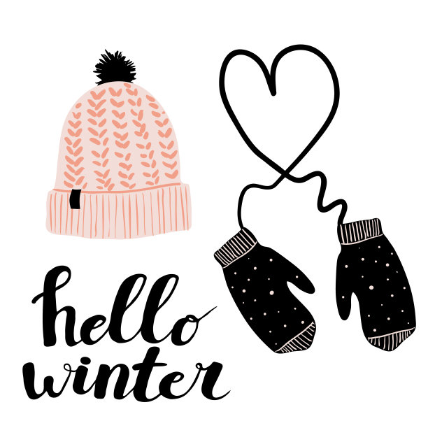 你好,冬天。色彩斑斓的贺卡图片下载