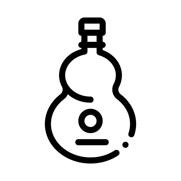 朴素的木吉他图标矢量轮廓插图图片下载