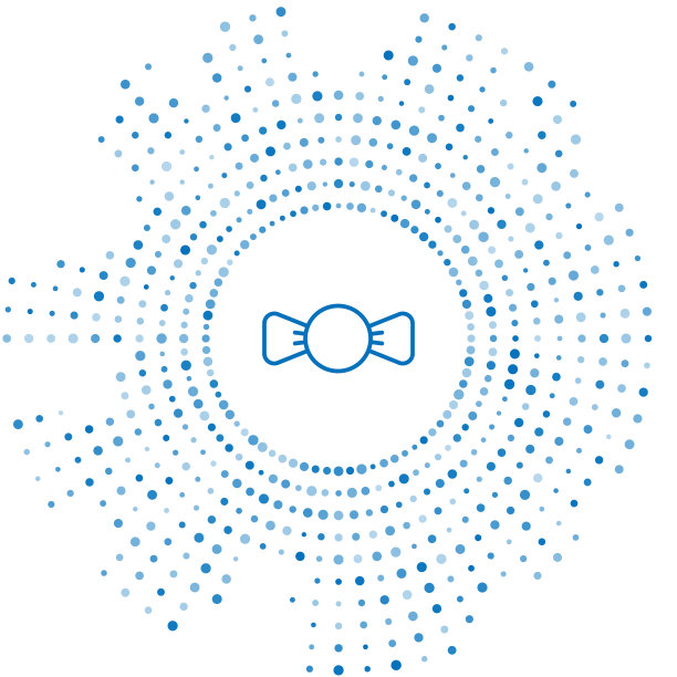 蓝色线蝴蝶结图标孤立的白色背景。抽象的圆随机点。向量图片下载