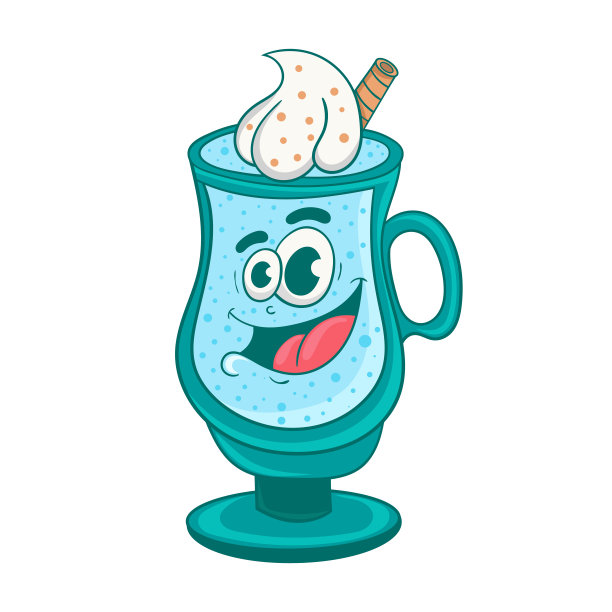卡通鸡尾酒配吸管。角色设计，矢量插图图片下载