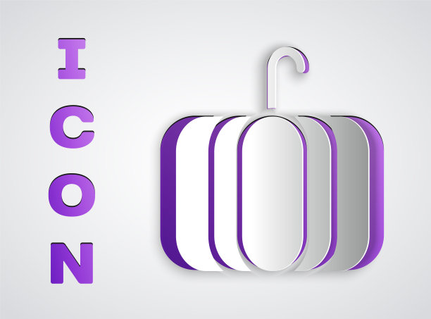 剪纸南瓜图标孤立在灰色背景。快乐的万圣节派对。纸艺术风格。矢量图图片下载