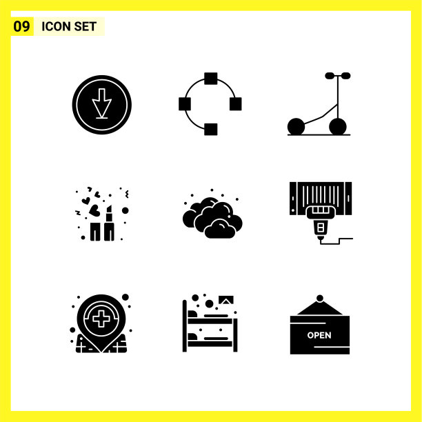 9 .图标设置简单的立体符号符号标志上图片下载