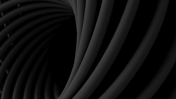 黑暗抽象的3D背景的纠缠波弯曲和扭曲表面上的黑暗背景。3D插图与复制空间图片下载