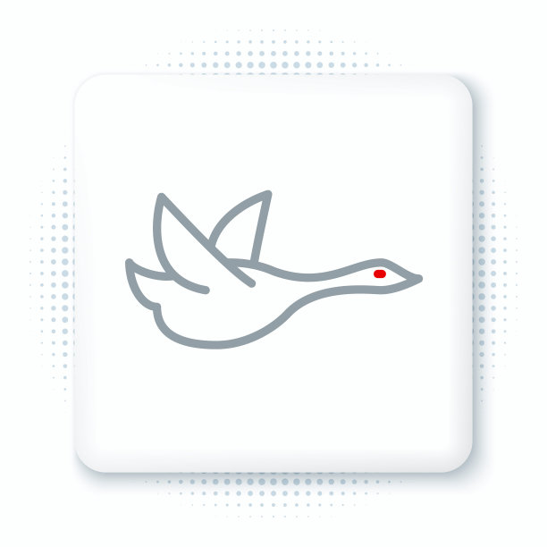 直线飞行鸭子图标孤立在白色背景。色彩斑斓的轮廓的概念。向量图片下载