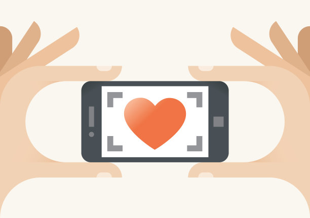 为爱的心拍照。抽象插图的摄影师与手机相机。概念:婚纱照、婚纱照、蜜月、订婚、情人节庆祝、一见钟情等图片下载