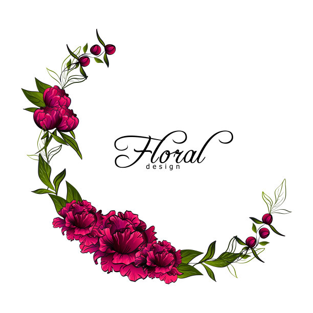 椭圆形框架与紫色牡丹的叶子和空间模板图片下载