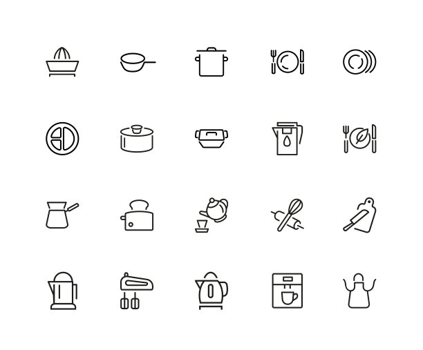 厨房工具图标集图片下载