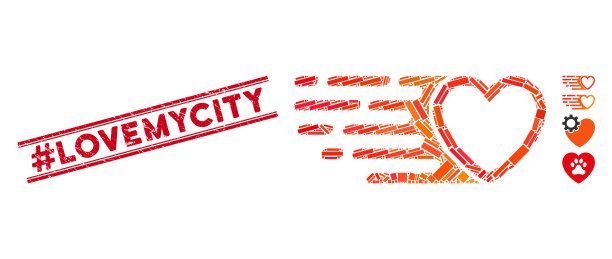 Rush love heart马赛克和distress标签图片下载