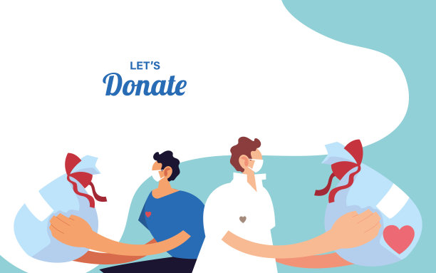 戴口罩的人捐赠食物图片下载