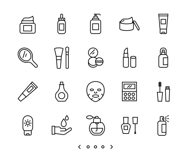 化妆品和皮肤护理线图标设置图片下载
