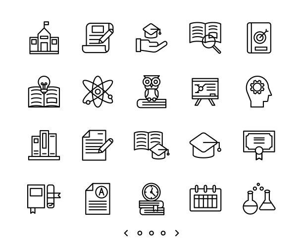 教育和学习线图标设置图片下载