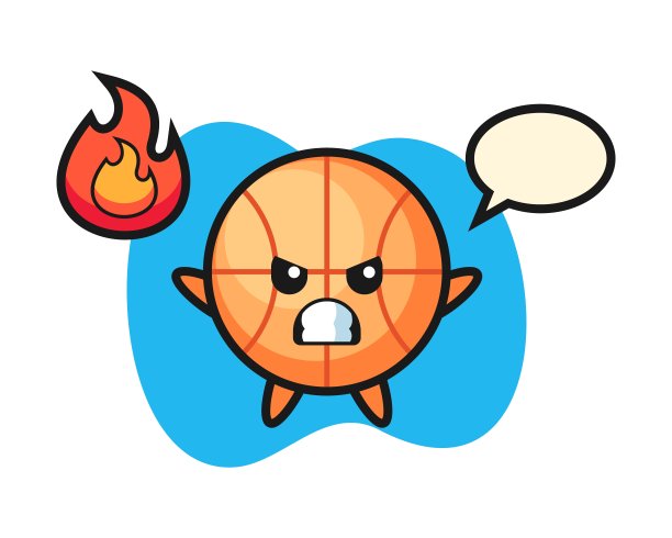 篮球卡通与愤怒的手势图片下载