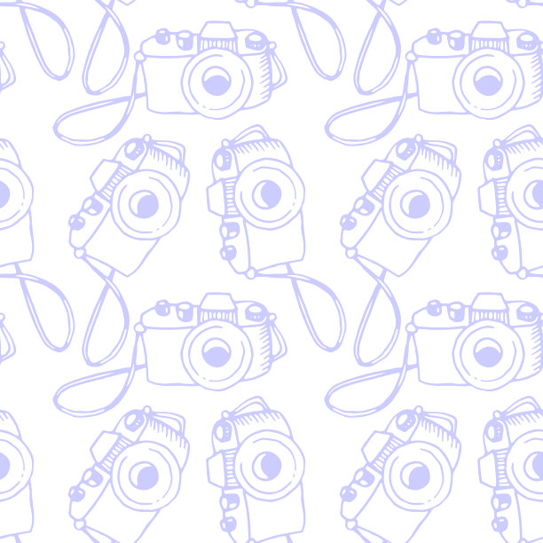 无缝轮廓图案与照片相机。矢量插图印刷，包装纸，网站，博客和设计。背景和纹理的主题摄影和新闻图片下载
