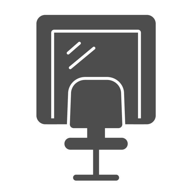 化妆室镜子与座位固体图标，音乐节概念，艺术家镜子和椅子标志上的白色背景，使移动和网络的图标在象形风格。矢量图形。图片下载