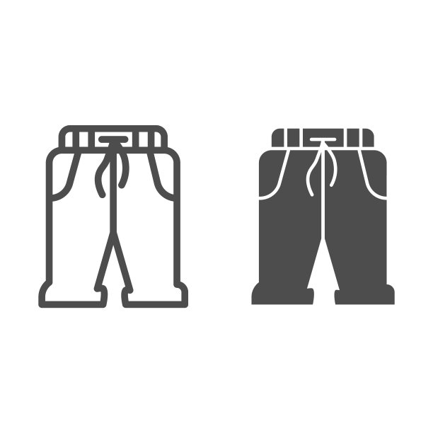 短运动裤线和固体图标，运动服装概念，运动短裤标志在白色背景，运动裤图标轮廓风格的移动概念和网页设计。矢量图形。图片下载