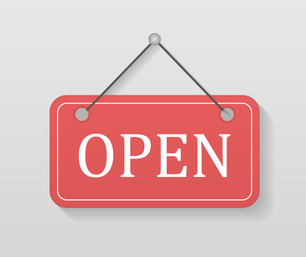 打开,关闭的迹象。图片下载