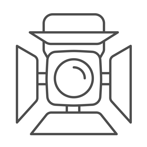 探照灯细线图标，音乐节概念，场景照明标志在白色背景，工作室聚光灯图标轮廓风格的移动概念和网页设计。矢量图形。图片下载