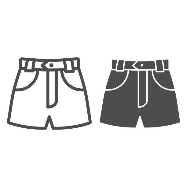 牛仔短裤线和固体图标，夏季服装概念，短裤标志在白色背景，牛仔裤女性夏季裤图标在轮廓风格的移动概念和网页设计。矢量图形。图片下载