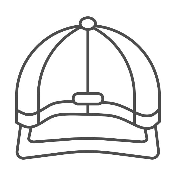 棒球帽细线图标，头饰概念，棒球帽标志在白色背景，运动帽图标在轮廓风格的移动概念和网页设计。矢量图形。图片下载