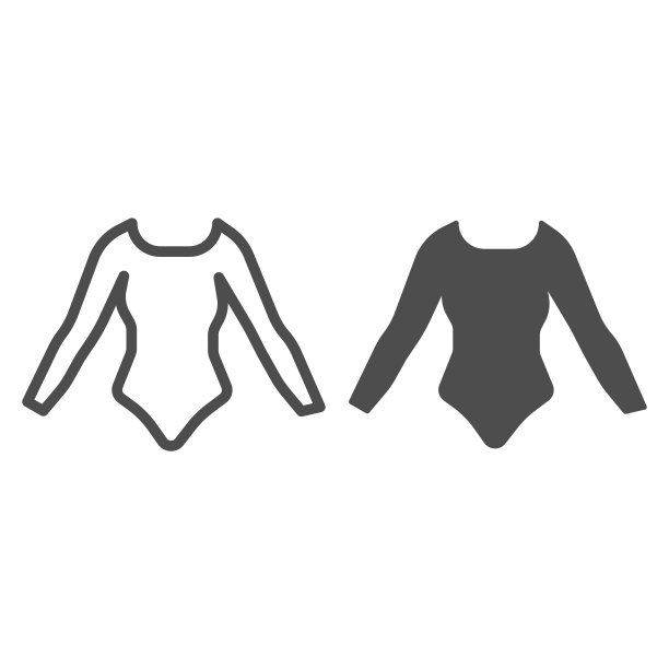 泳衣与袖子线和固体图标，夏季服装概念，长袖身体标志在白色的背景，Bodysuit图标轮廓风格的移动概念和网页设计。矢量图形。图片下载