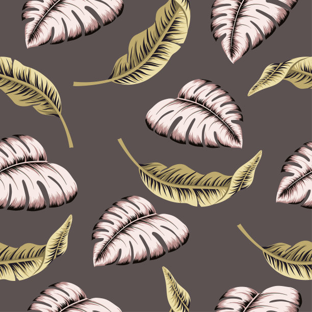 热带无缝图案粉红色和金色素材图片