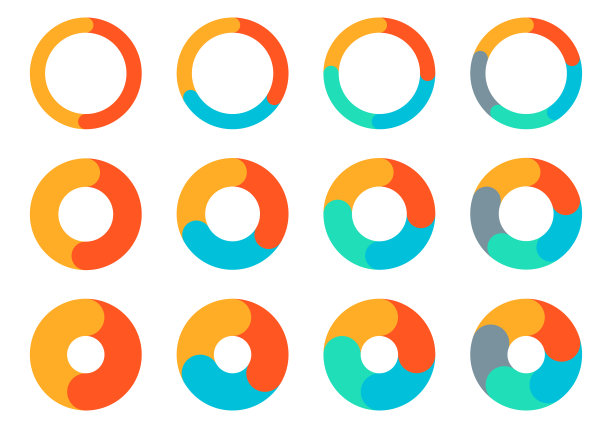 饼图。圆图设计。用2、3、4、5个步骤的圆形图进行业务展示。进度轮信息图表模板。矢量插图。图片下载