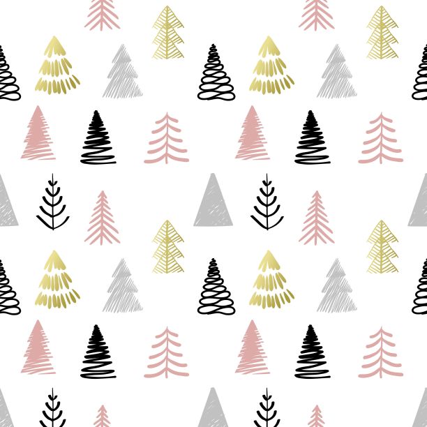 圣诞树在斯堪的纳维亚风格无缝模式图片下载