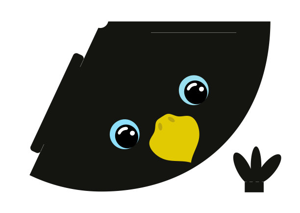 打印模型帽乌鸦。生日，派对，圣诞节，宝宝送礼会的圆锥体模板。娱乐的有趣配件。卡纸盖布局结构。打印和削减。图片下载