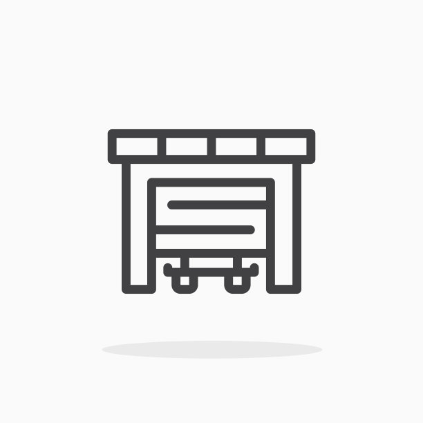 在线条风格的车库图标。图片下载