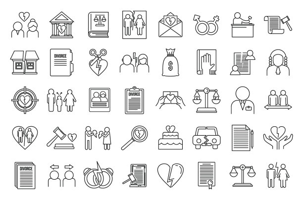 离婚分离图标设置，轮廓风格图片下载