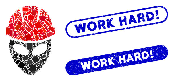 矩形马赛克外籍工人与危难工作图片下载