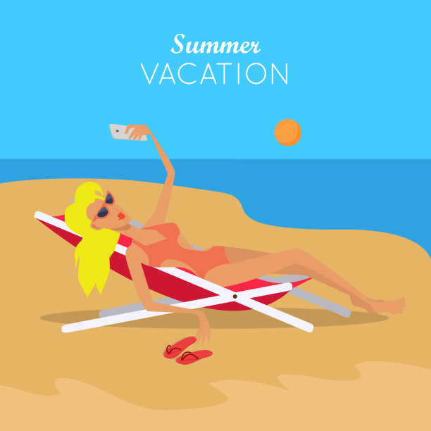 暑假。穿着性感比基尼的女人。向量图片下载