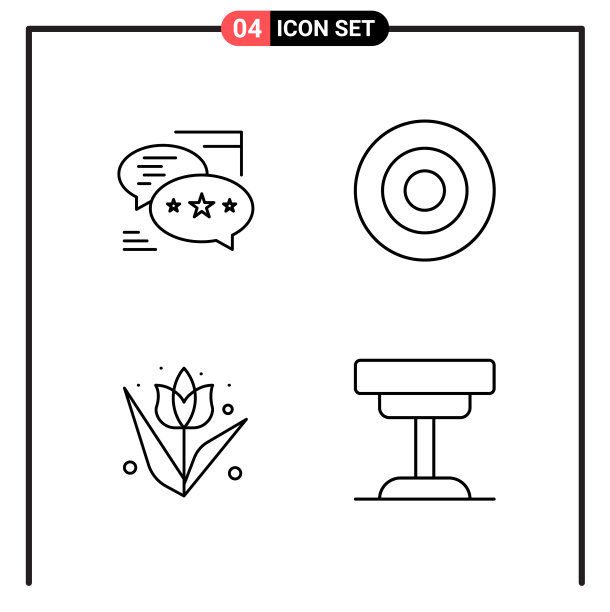 为网页和移动设置4个线条样式图标图片下载