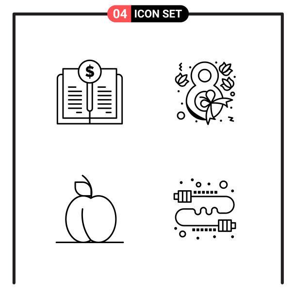 为网页和移动设置4个线条样式图标图片下载