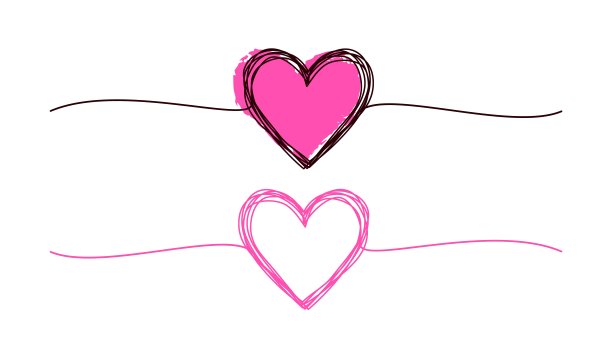 心涂鸦横幅设置孤立的白色背景图片下载