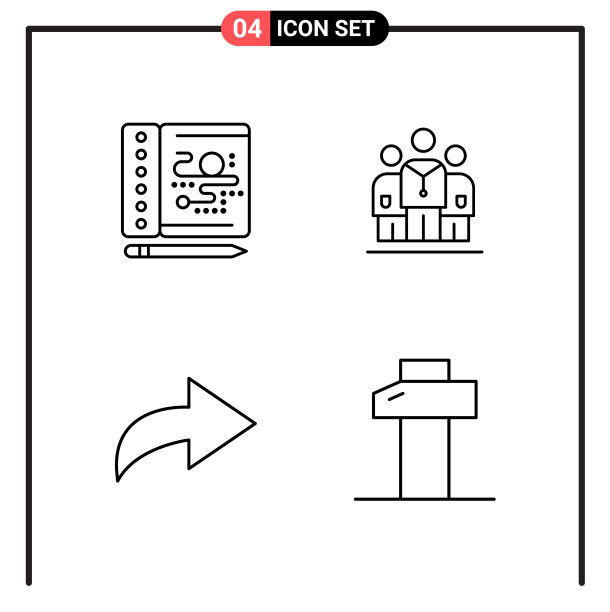 为网页和移动设置4个线条样式图标图片下载
