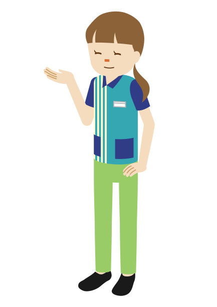 图示:便利商店女店员(指引顾客)素材图片