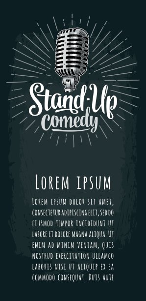 麦克风。单口喜剧。复古矢量雕刻插图图片下载